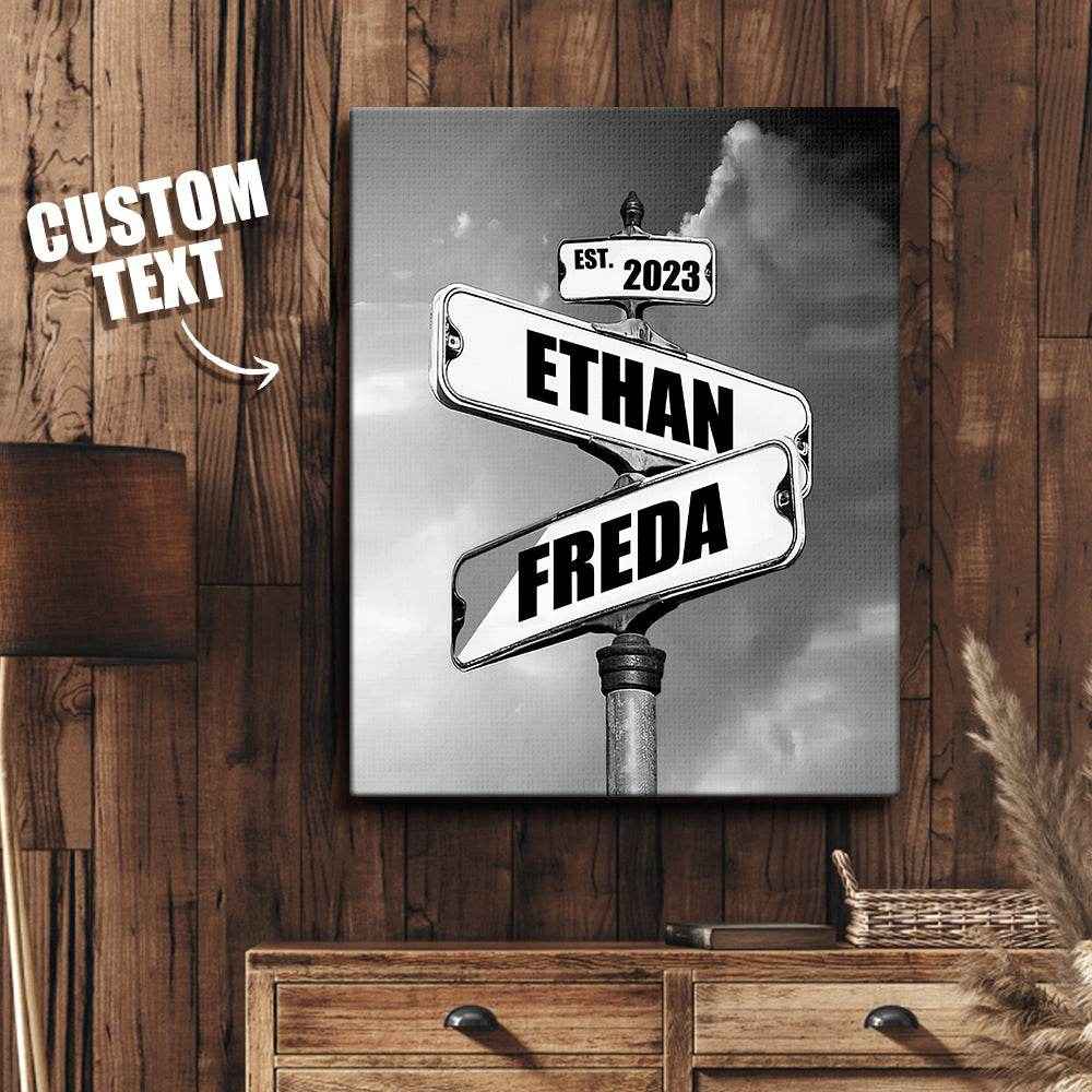 Custom Vintage Street Sign Canvas – Personalized Name & Date Wall Decor - Customise Now