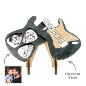 Personalised Wooden Guitar Picks Case – Engraved Box with 3 Custom Guitar Picks - Customise Now