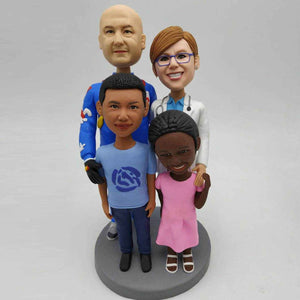 Customizable 4 Bobblehead Figures – Engraved Text & Full Body Customization - Customise Now