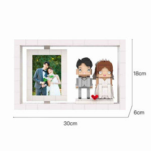 Customizable Wedding Photo Frame with Brick Figures – Unique Newlywed Gift - Customise Now
