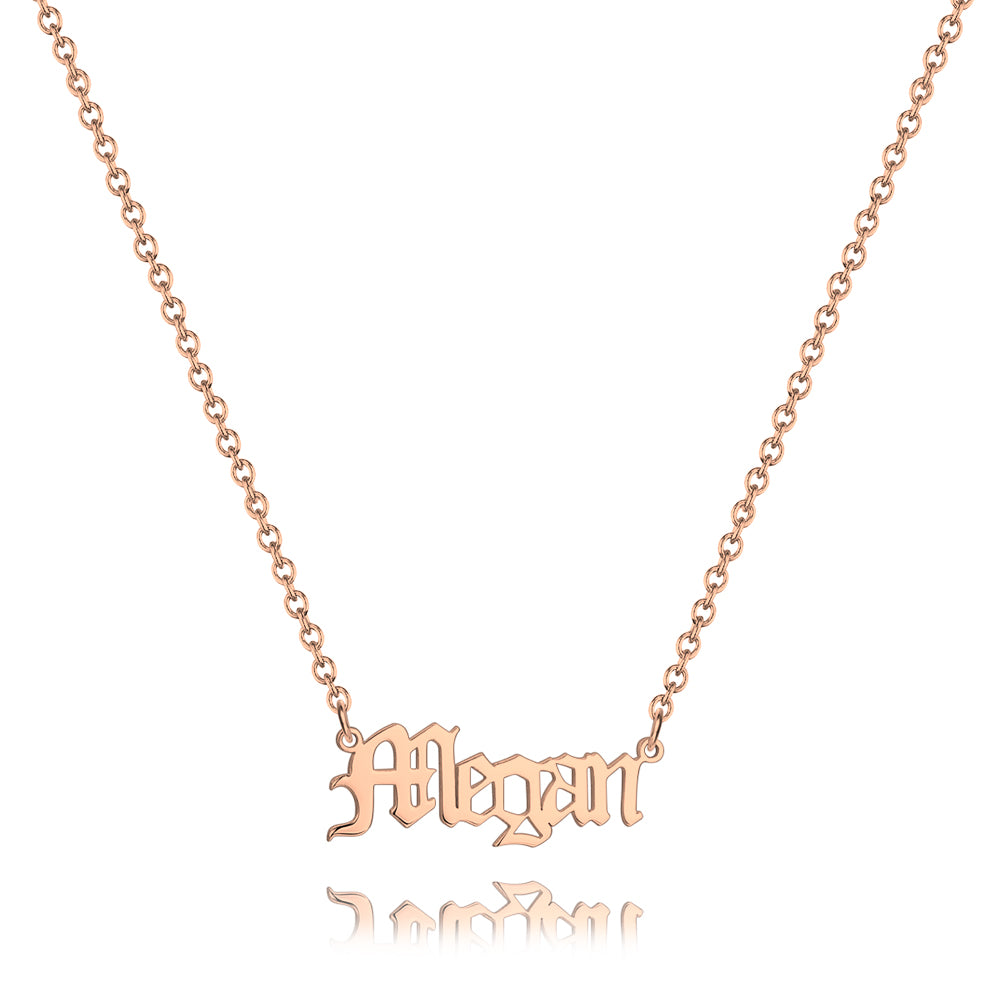 Personalized Old English Name 14K Gold Plated Necklace Best Valentines Gift For Her