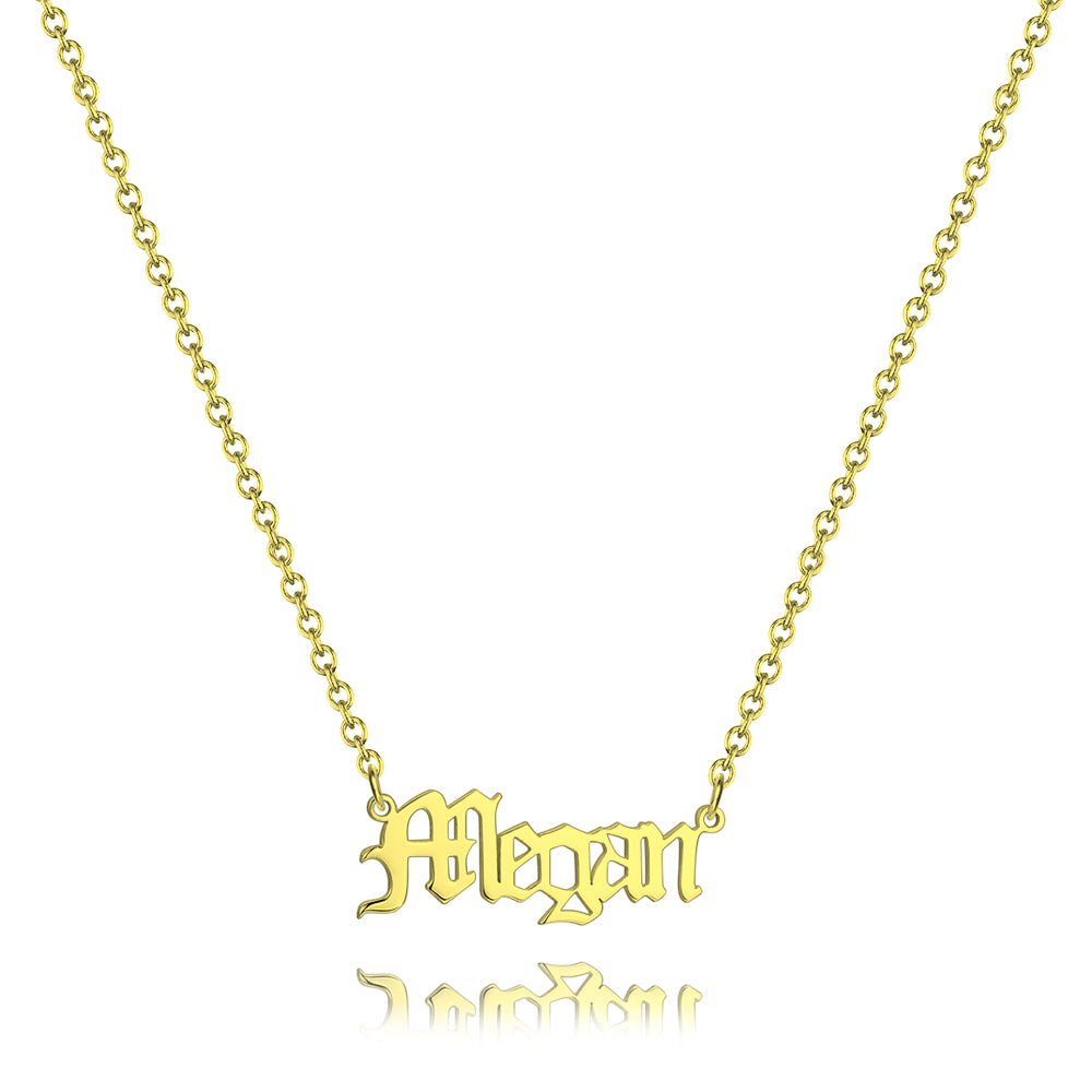 Personalized Old English Name 14K Gold Plated Necklace Best Valentines Gift For Her