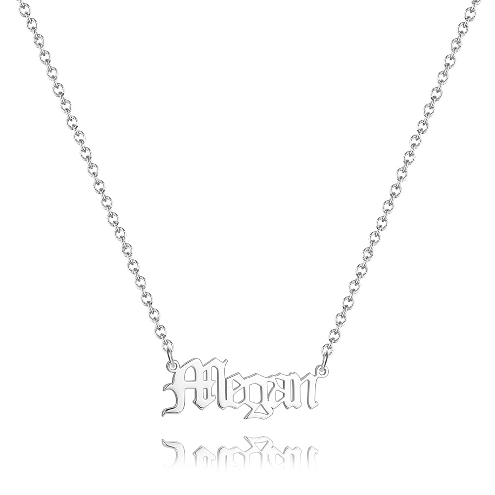 Personalized Old English Name 14K Gold Plated Necklace Best Valentines Gift For Her
