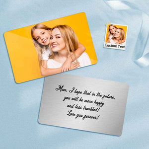 Custom Wallet Insert Card – Engraved Stainless Steel with Photo & Message - Customise Now