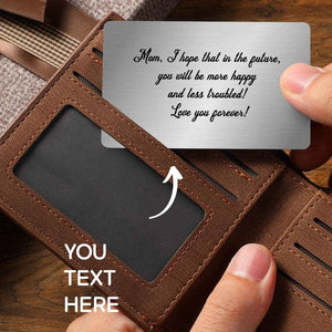 Custom Wallet Insert Card – Engraved Stainless Steel with Photo & Message - Customise Now