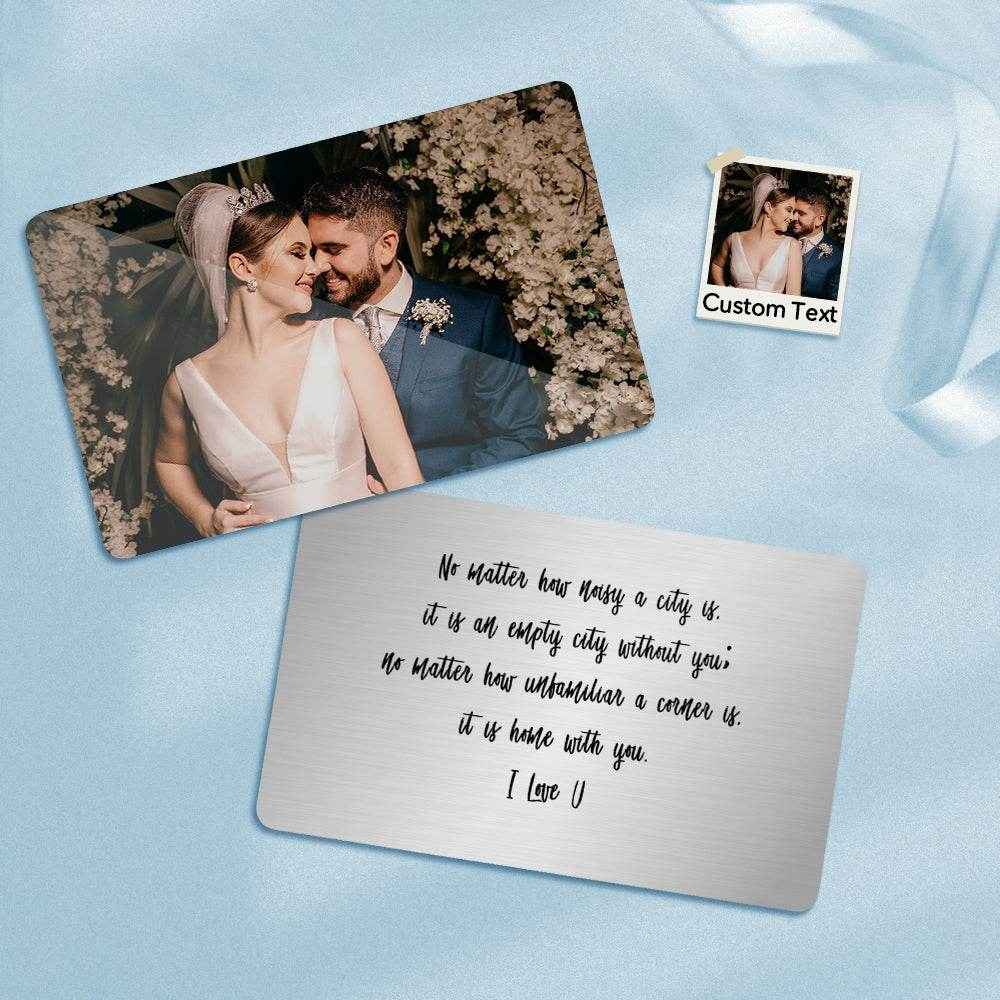 Custom Wallet Insert Card – Engraved Stainless Steel with Photo & Message - Customise Now
