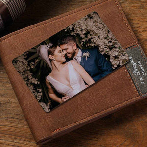 Custom Wallet Insert Card – Engraved Stainless Steel with Photo & Message - Customise Now