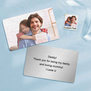 Custom Wallet Insert Card – Engraved Stainless Steel with Photo & Message - Customise Now
