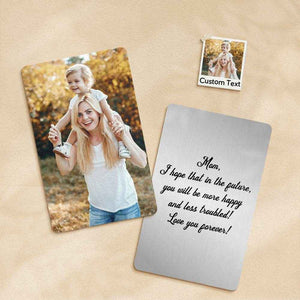 Custom Wallet Insert Card – Engraved Stainless Steel with Photo & Message - Customise Now