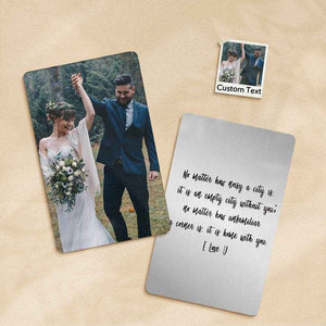 Custom Wallet Insert Card – Engraved Stainless Steel with Photo & Message - Customise Now