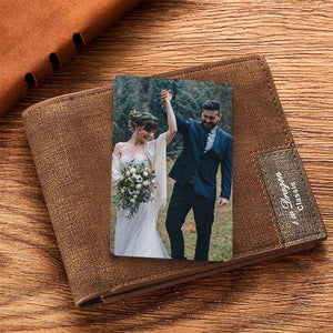 Custom Wallet Insert Card – Engraved Stainless Steel with Photo & Message - Customise Now