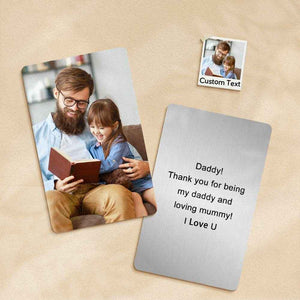 Custom Wallet Insert Card – Engraved Stainless Steel with Photo & Message - Customise Now