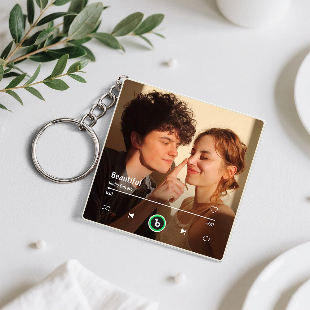 Personalized Photo Music Keychain – Custom Mini Music Box with Uploadable Audio