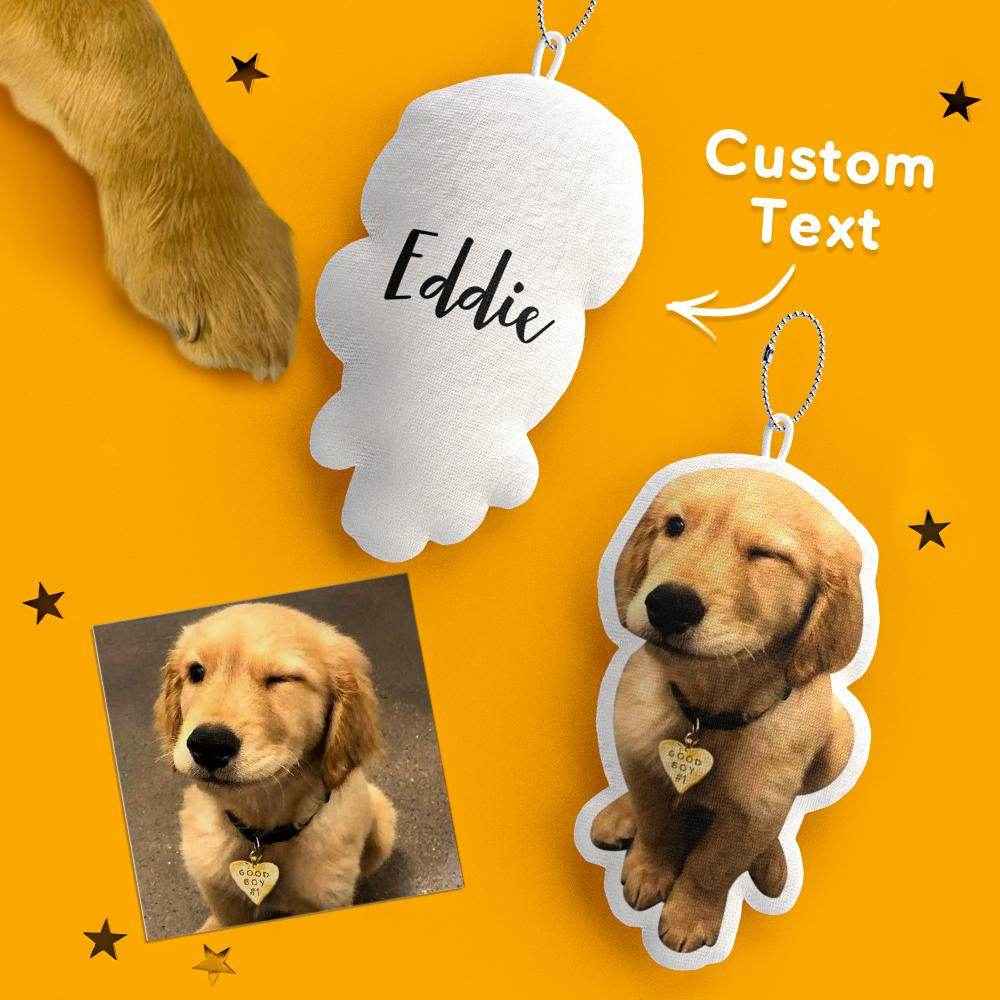 Custom Pet Photo Keychain – Soft Mini Pillow with Personalized Name - Customise Now