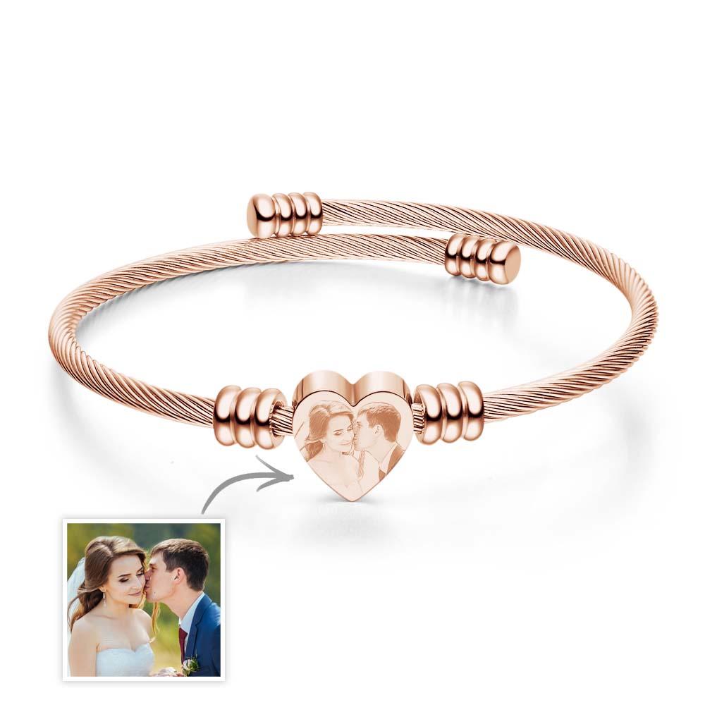 Personalized Engraved Picture Bracelets for Women Custom Inspirational Memorial Jewelry Birthday Gift for Her