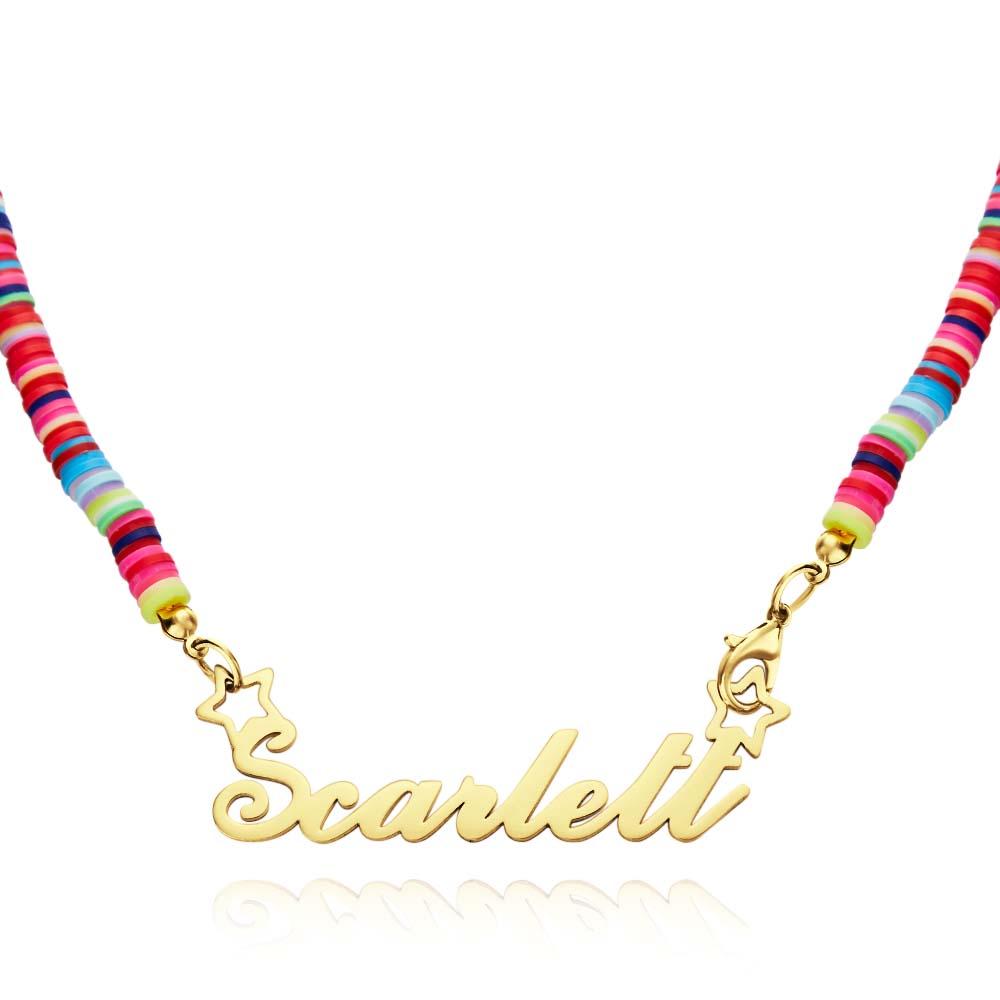 Personalized Rainbow Magic Girls Name Necklace – Custom Nameplate for Kids