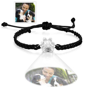 Custom Dog Paw Photo Projection Bracelet – Personalized Braided Rope Pet Keepsake - Customise Now