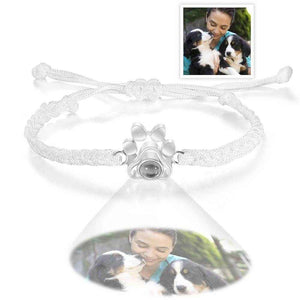 Custom Dog Paw Photo Projection Bracelet – Personalized Braided Rope Pet Keepsake - Customise Now