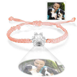 Custom Dog Paw Photo Projection Bracelet – Personalized Braided Rope Pet Keepsake - Customise Now