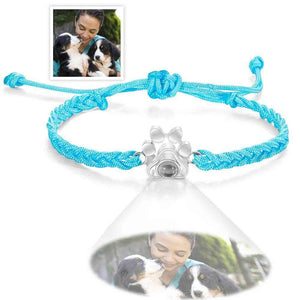 Custom Dog Paw Photo Projection Bracelet – Personalized Braided Rope Pet Keepsake - Customise Now