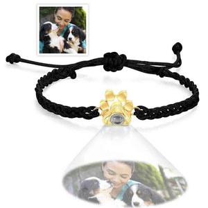 Custom Dog Paw Photo Projection Bracelet – Personalized Braided Rope Pet Keepsake - Customise Now