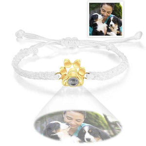 Custom Dog Paw Photo Projection Bracelet – Personalized Braided Rope Pet Keepsake - Customise Now