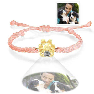 Custom Dog Paw Photo Projection Bracelet – Personalized Braided Rope Pet Keepsake - Customise Now