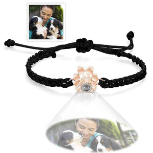 Custom Dog Paw Photo Projection Bracelet – Personalized Braided Rope Pet Keepsake - Customise Now