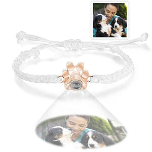 Custom Dog Paw Photo Projection Bracelet – Personalized Braided Rope Pet Keepsake - Customise Now