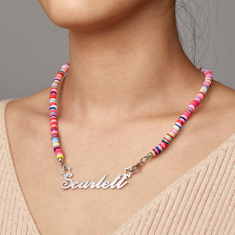 Personalized Rainbow Magic Girls Name Necklace – Custom Nameplate for Kids