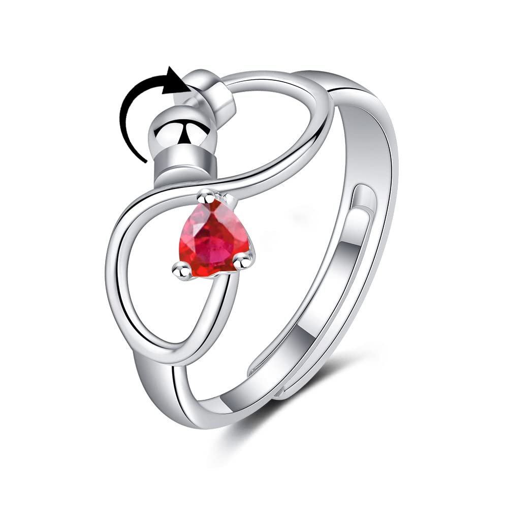 Adjustable Rotating Birthstone Fidget Ring for Women – Anxiety Relief Spinner Ring Birthday Gift