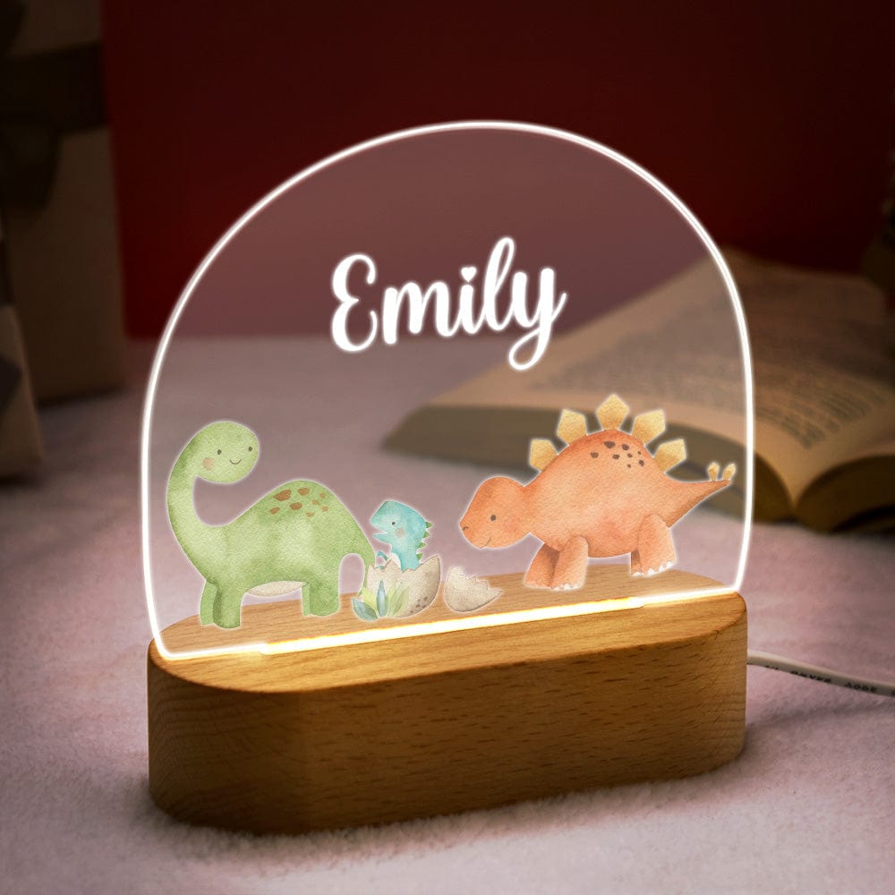 Personalized Name Baby Dinosaur Night Light – Custom Nursery & Kids Room Lamp