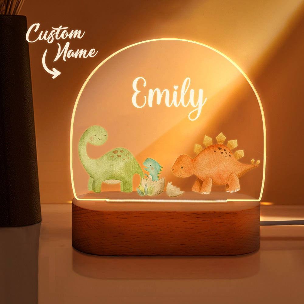 Personalized Name Baby Dinosaur Night Light – Custom Nursery & Kids Room Lamp