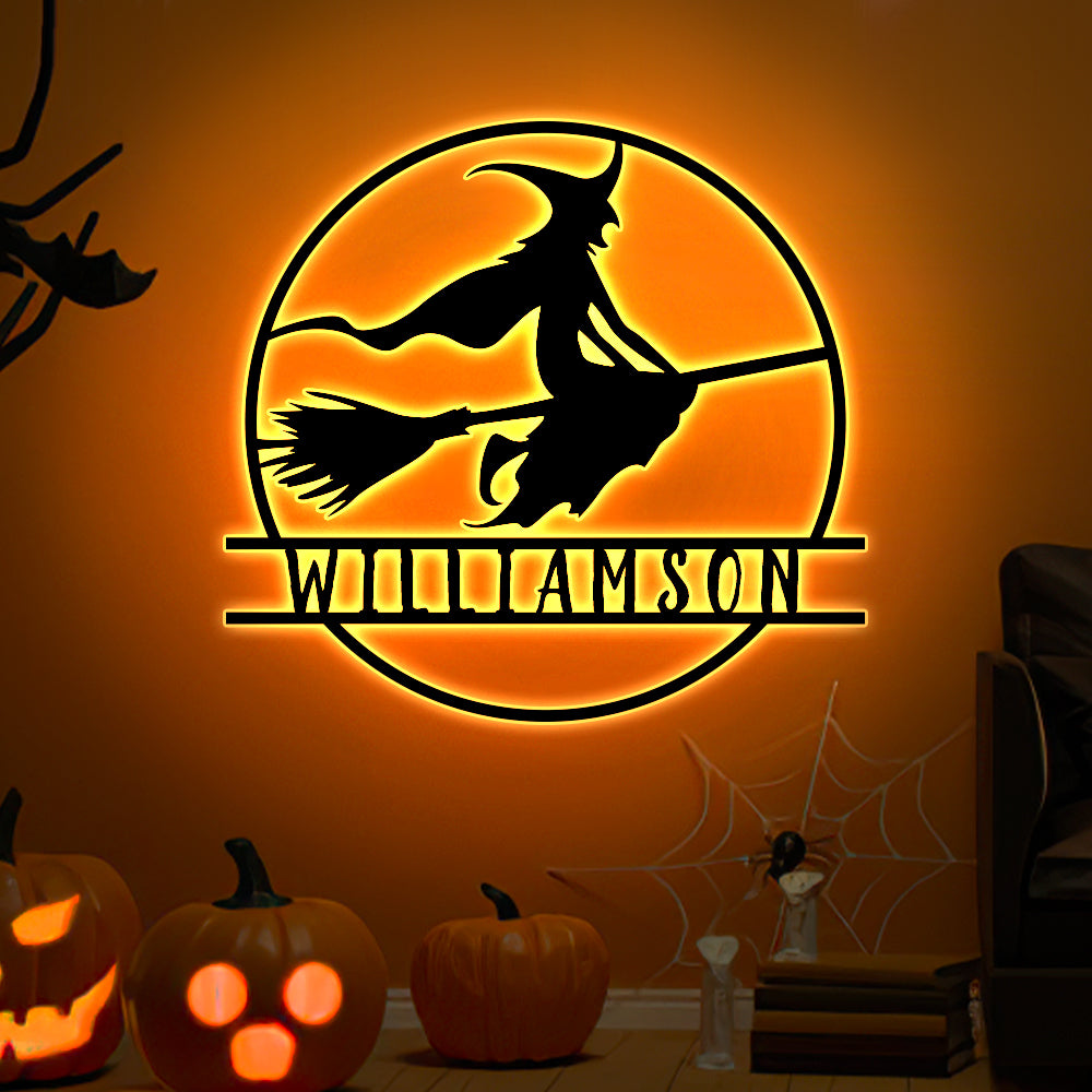 Personalized Halloween Black Iron Night Light – Custom Hanging LED Décor