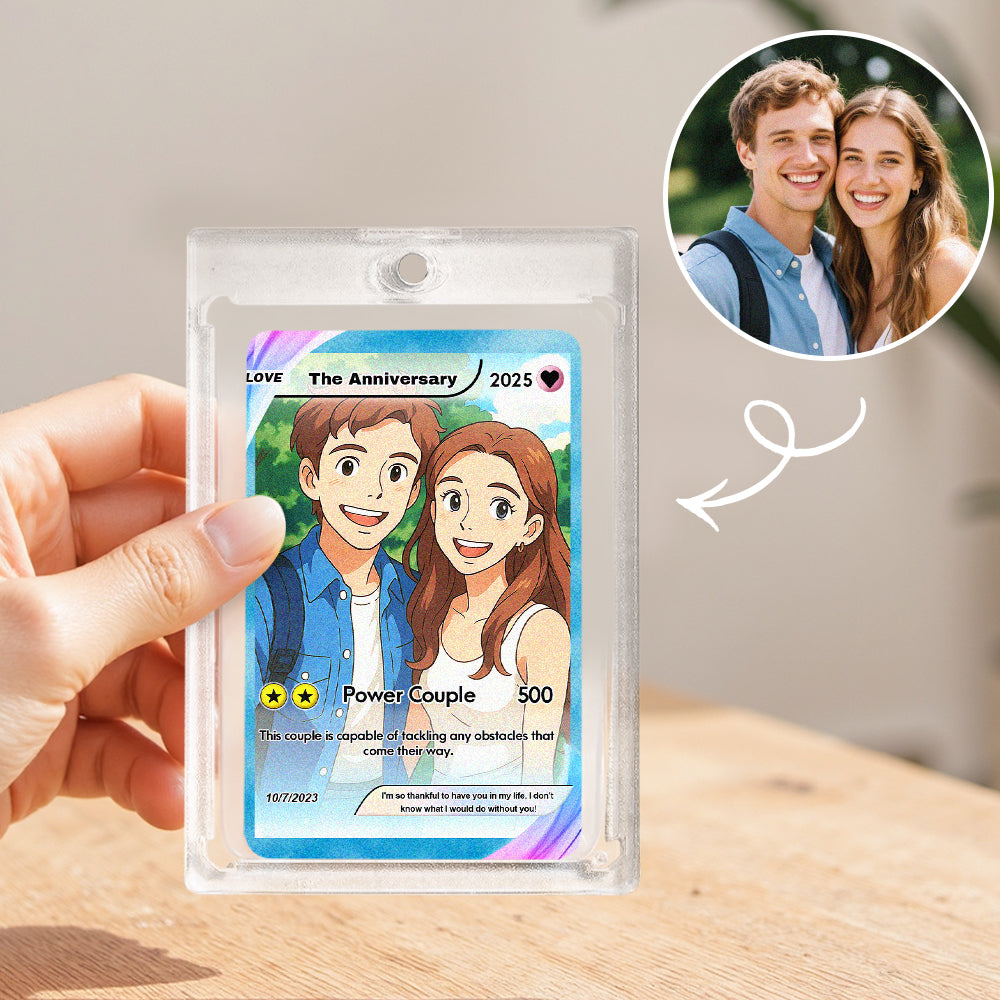 Custom Anime-Style Couple Poke Card – Personalized Retro Trading Card Keepsake
