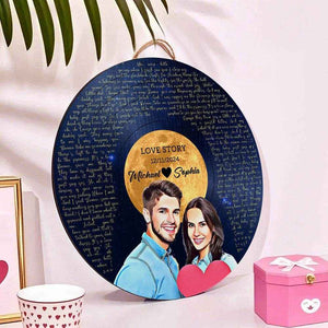 Custom Vinyl Record Wood Sign – Personalized Song Lyrics & Portrait Engraving - Customise Now
