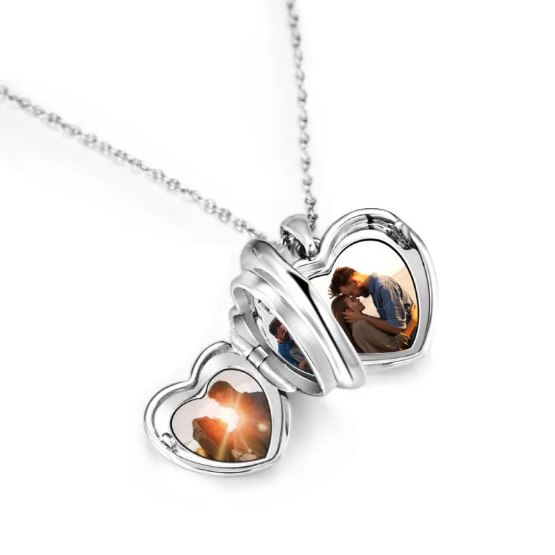 Custom Photo Locket Necklace I Love You to The Moon and Back Locket Pendant 4 Photos Locket Gift for Women