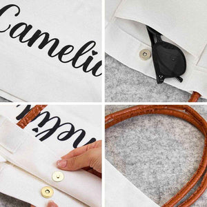 Personalized Name Canvas Tote Bag with Magnetic Buckle – Custom Gift for Her - Customise Now