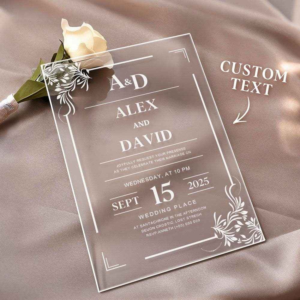 Personalized Acrylic Wedding Invitation – Elegant Custom Party Invites - Customise Now