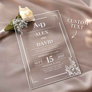 Personalized Acrylic Wedding Invitation – Elegant Custom Party Invites - Customise Now