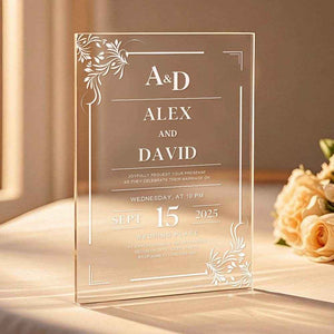 Personalized Acrylic Wedding Invitation – Elegant Custom Party Invites - Customise Now