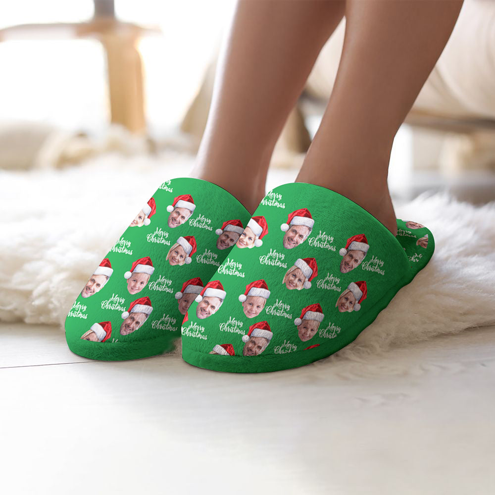 Custom Christmas Slippers – Personalized Cotton Slippers with Your Face