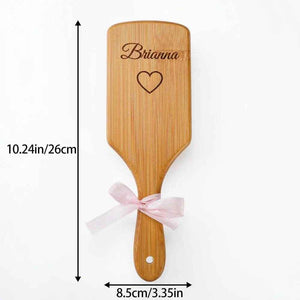 Personalized Hairbrush – Custom Name & Heart Engraved Wooden Comb - Customise Now