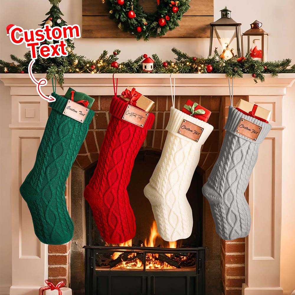 Custom Christmas Stocking Ornament – Personalized PU Leather Tag Decoration