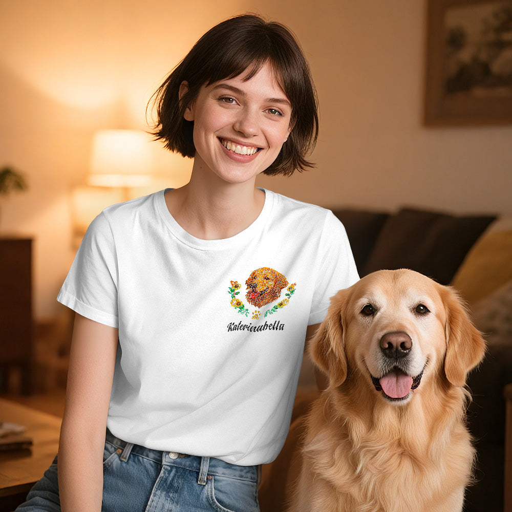 Custom Pet T-Shirt – Ladies’ Fit Only | Personalized Pet Name & Wreath Design