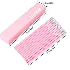Personalized Name Pink Pencil Set – Box of 12 HB Pencils with Erasers - Customise Now