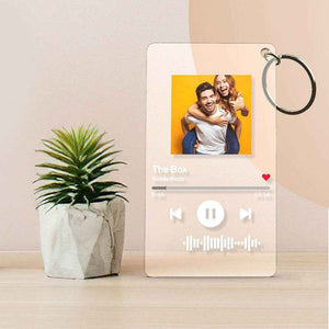 Scannable Code Music Song Plaque Keychain – Custom Photo Acrylic Keyring - Customise Now