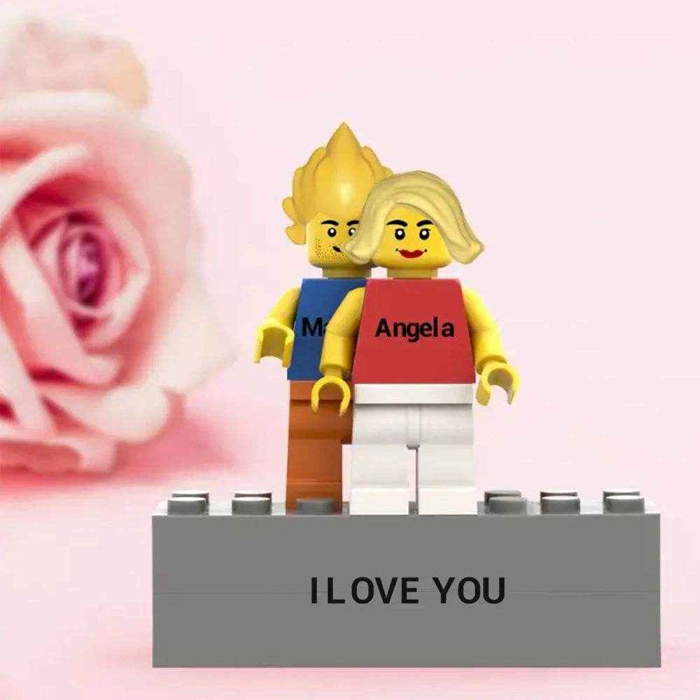 Custom Couple Minifig Set – Personalized with Engraved Base & Display Box - Customise Now