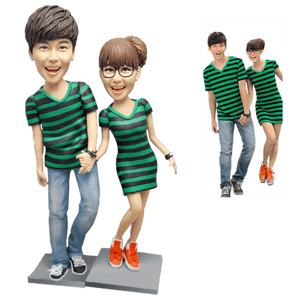 Customizable 2 Bobblehead Figures – Engraved Text & Full Body Customization - Customise Now