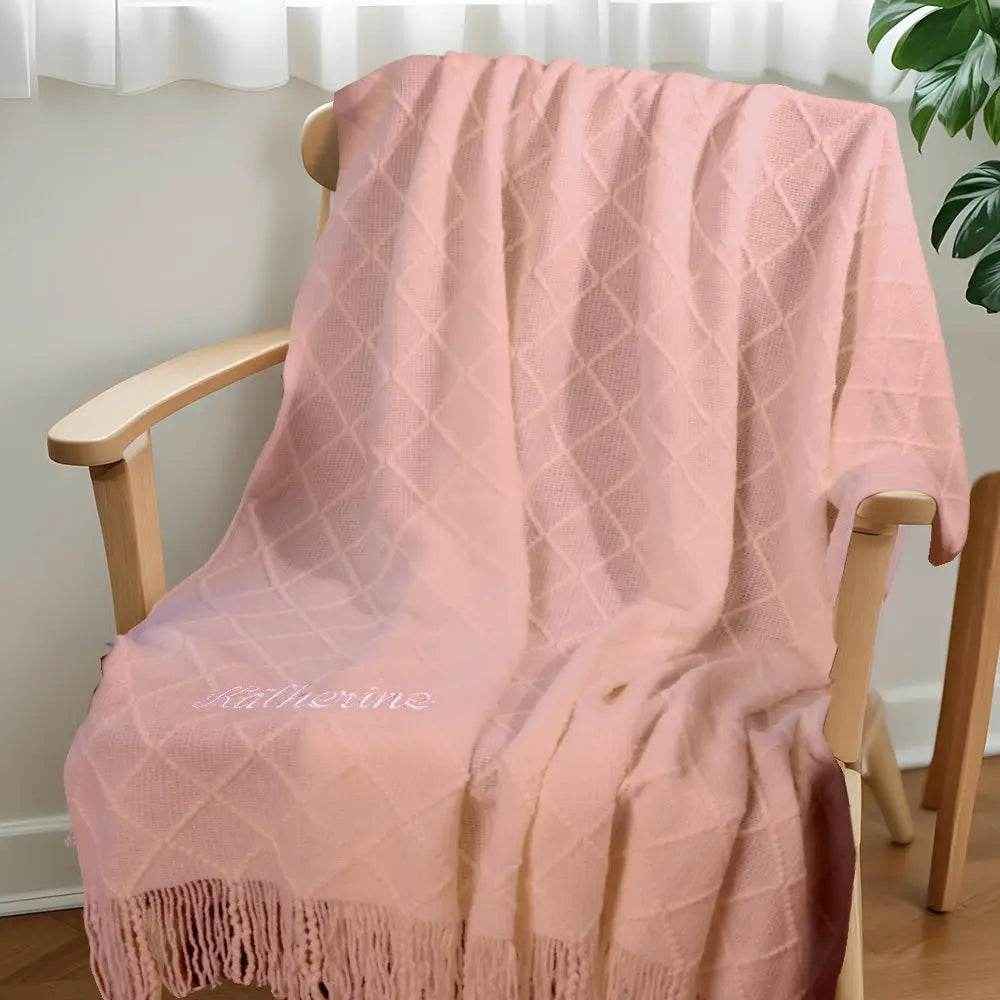 Personalized Tassel Blanket – Custom Embroidered Cozy Throw - Customise Now
